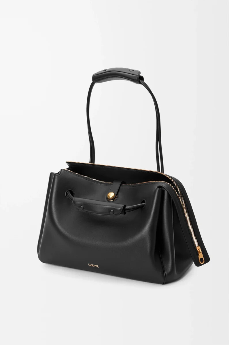 bolso grande madrid en piel de becerro flexible negro