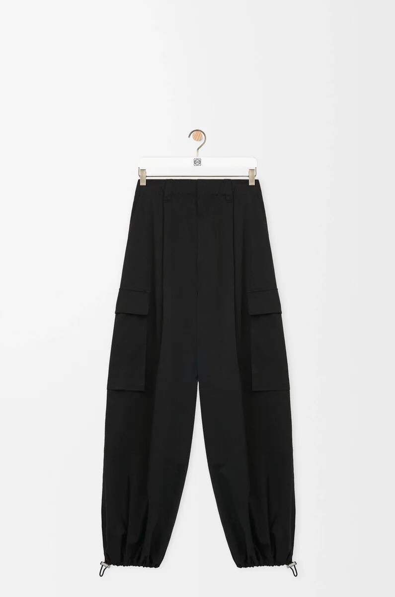 pantalón cargo en algodón y seda negro