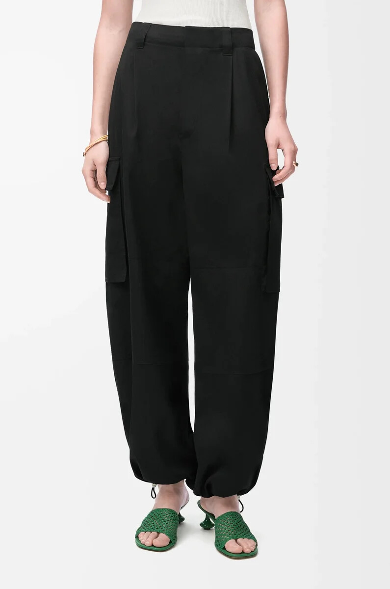pantalón cargo en algodón y seda negro