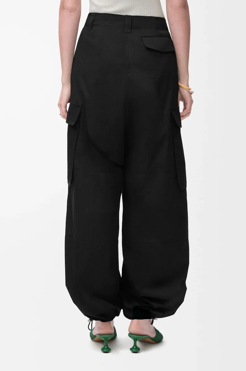 pantalón cargo en algodón y seda negro