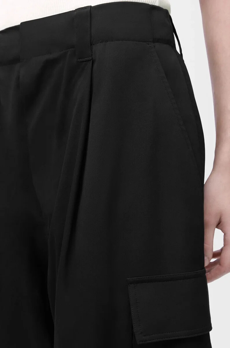pantalón cargo en algodón y seda negro