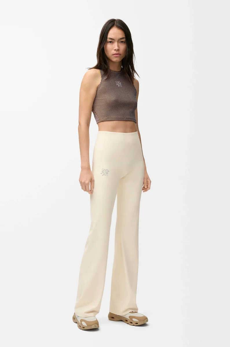 pantalones bootleg suaves en jersey técnico color marfil