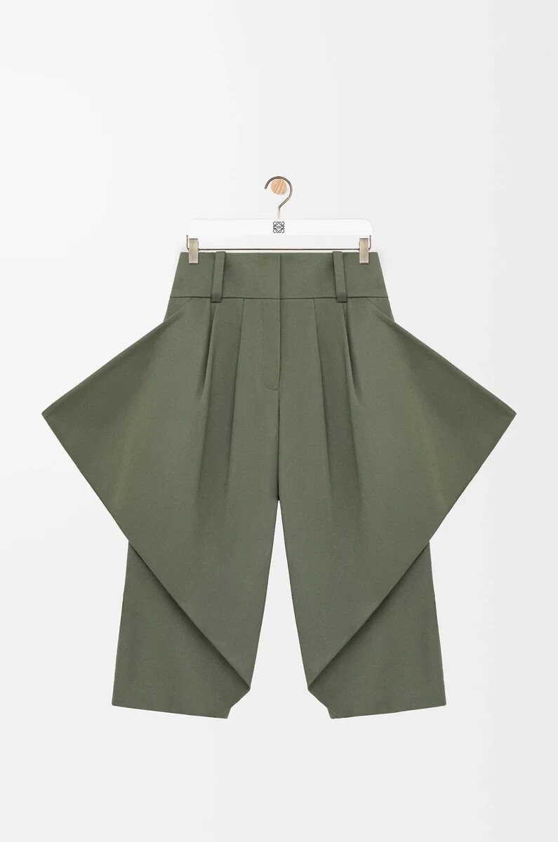 pantalón en algodón verde caqui