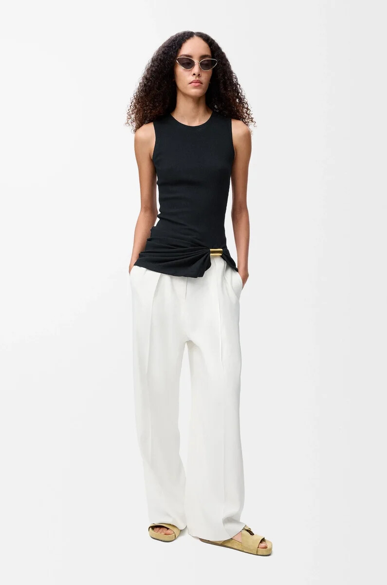 pantalón en mezcla de viscosa elástica blanco