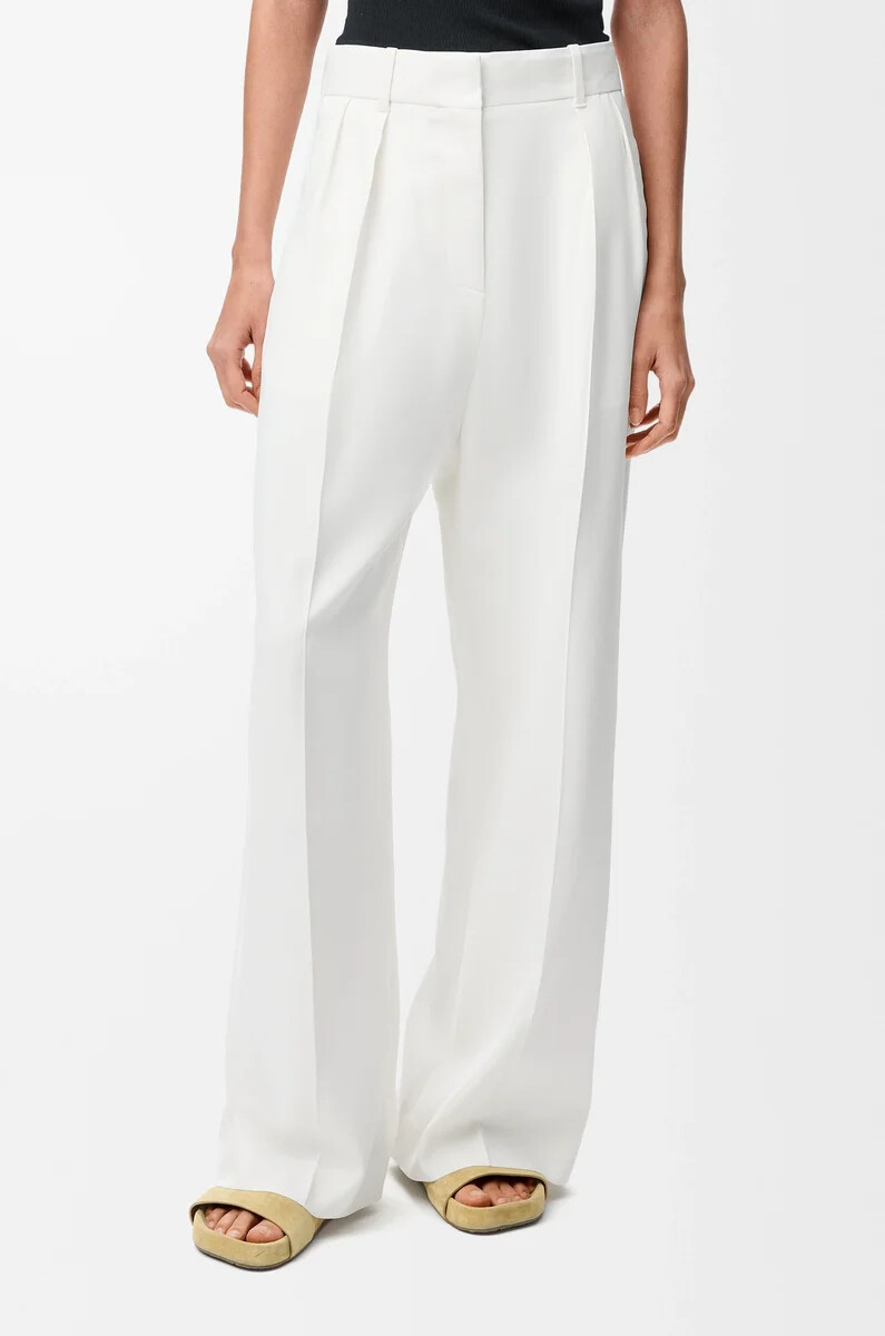 pantalón en mezcla de viscosa elástica blanco