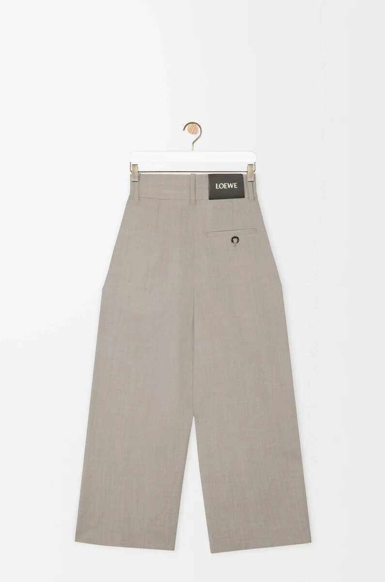 pantalón cruzado cropped de lana beige claro melange