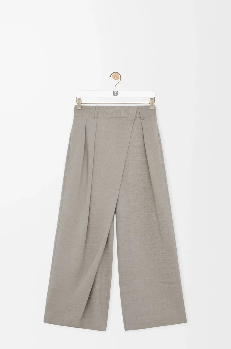pantalón cruzado de lana beige claro melange