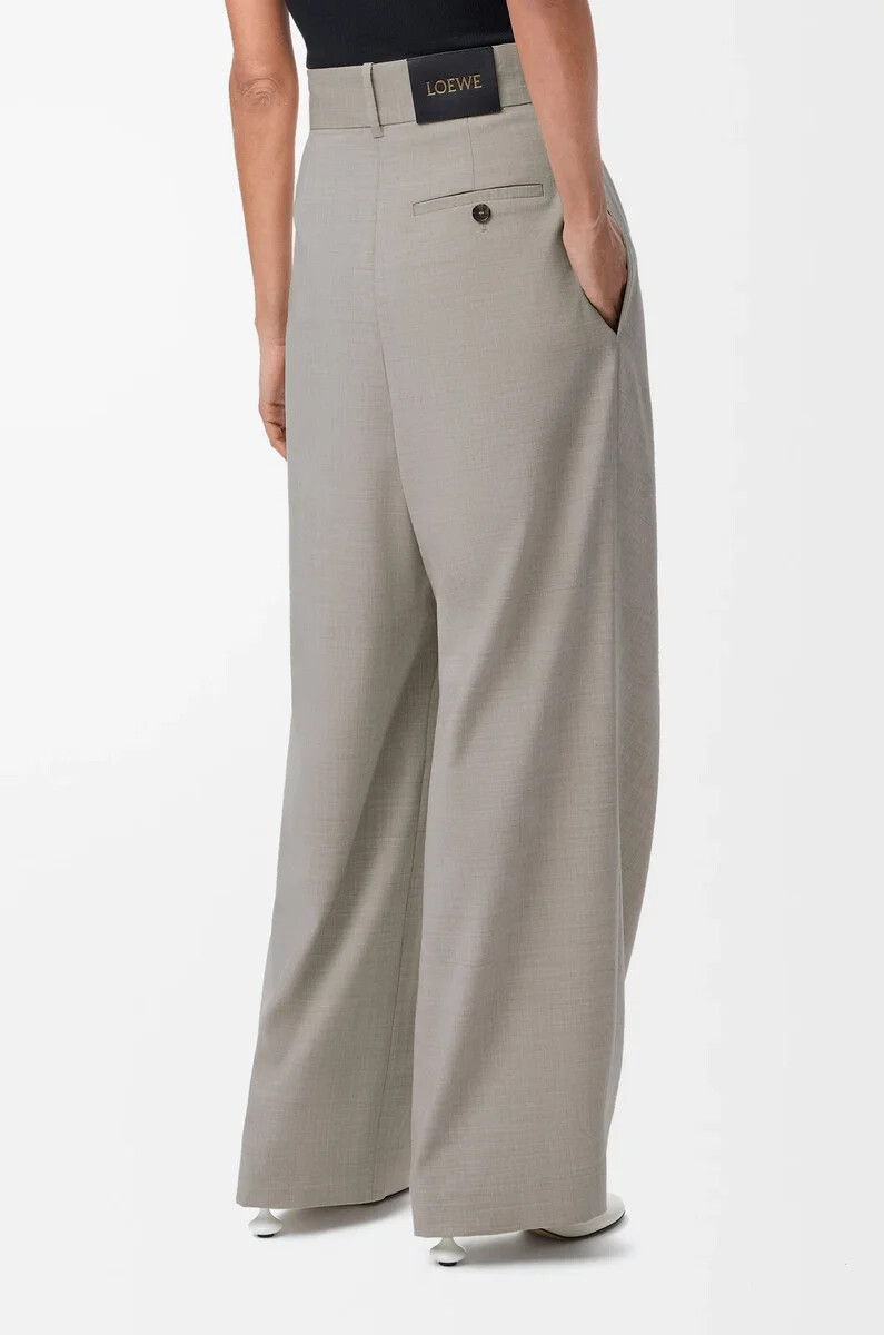pantalón cruzado de lana beige claro melange