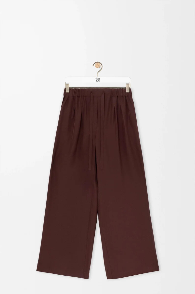 pantalón de pijama de seda burdeos