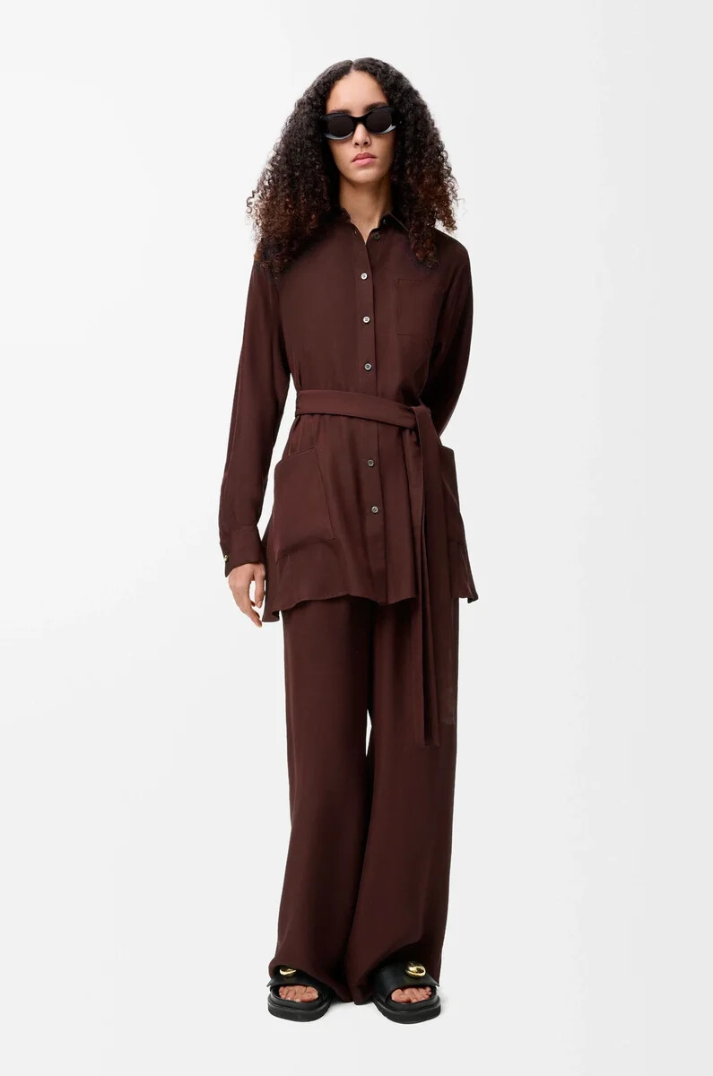 pantalón de pijama de seda burdeos