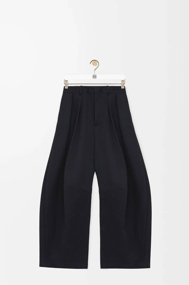 pantalón barril en algodón y seda negro