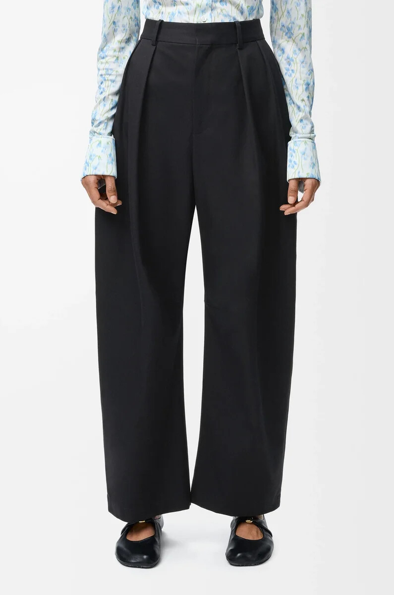 pantalón barril en algodón y seda negro