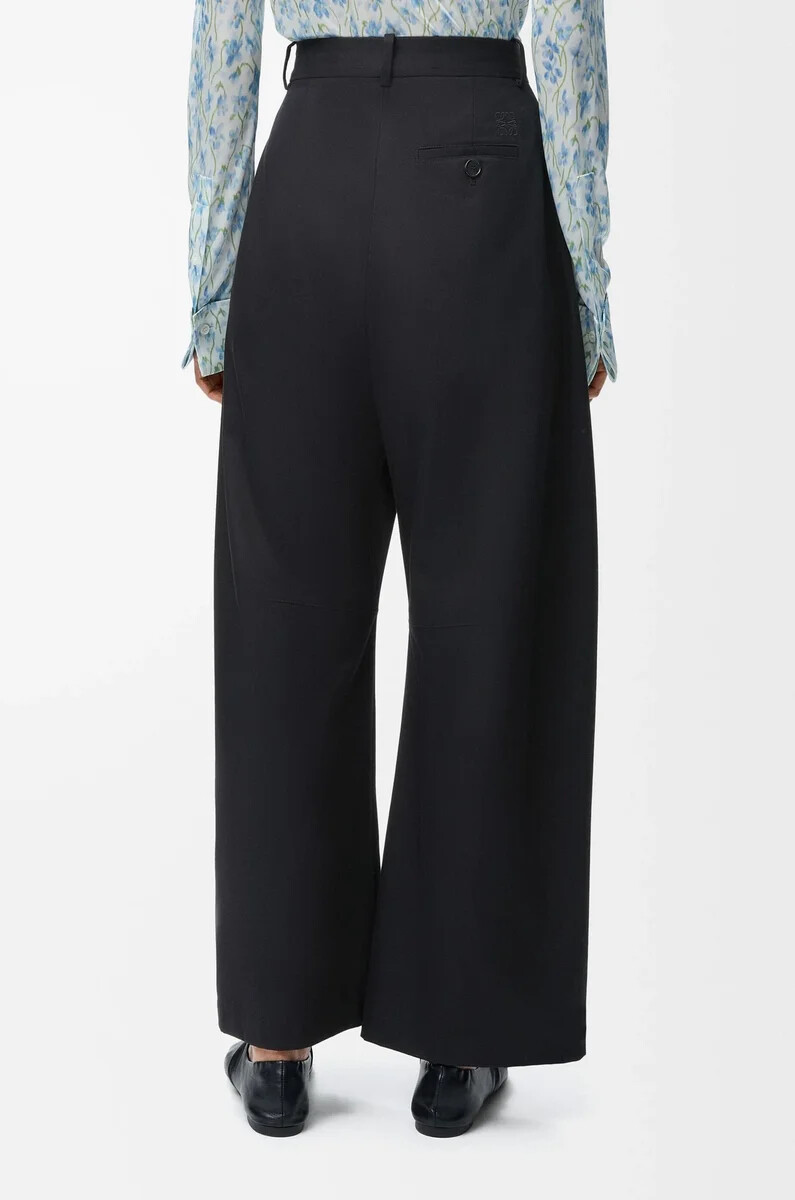 pantalón barril en algodón y seda negro