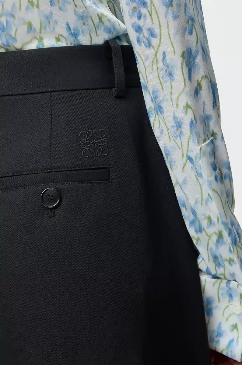 pantalón barril en algodón y seda negro