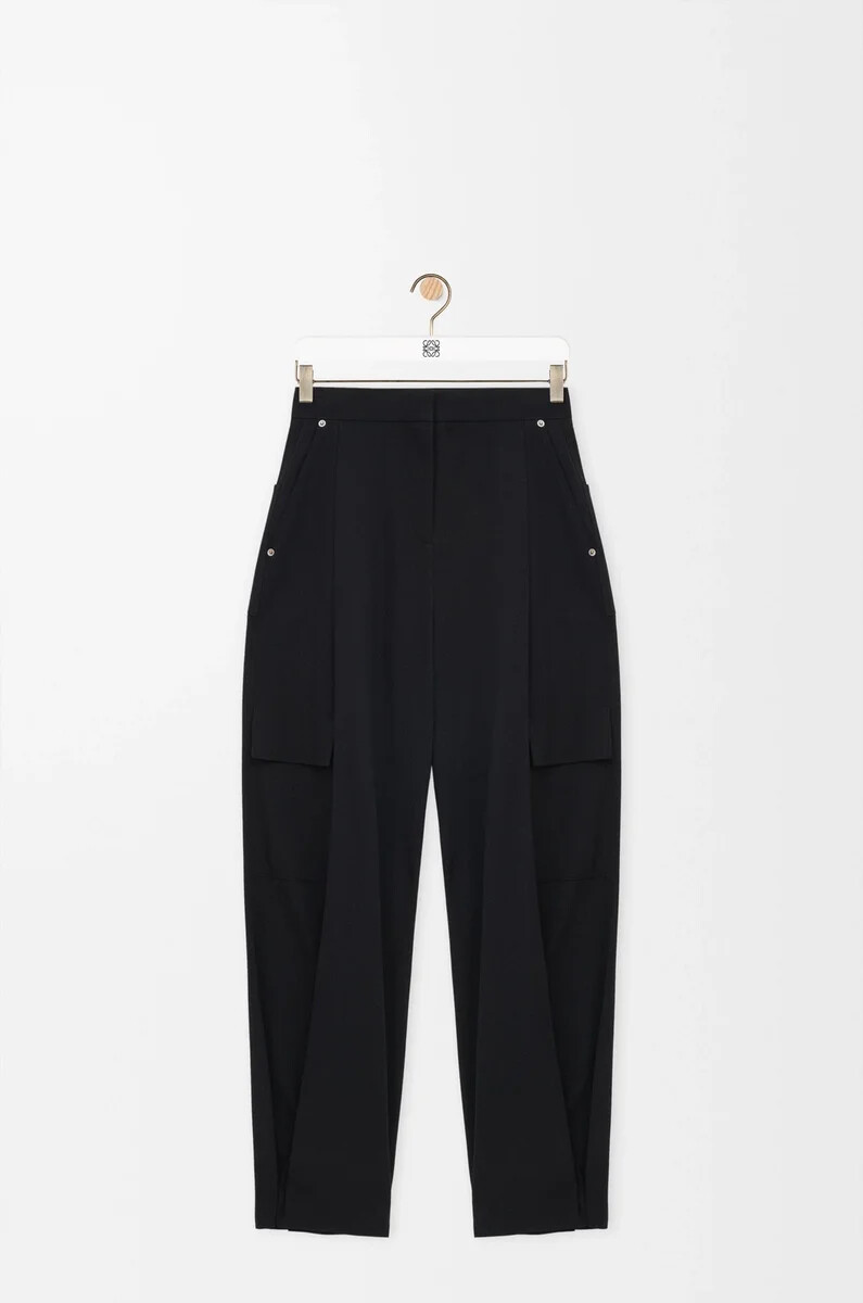 pantalones cargo de lana negro