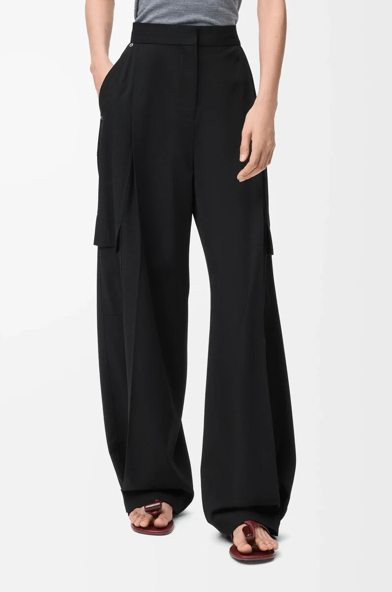 pantalones cargo de lana negro