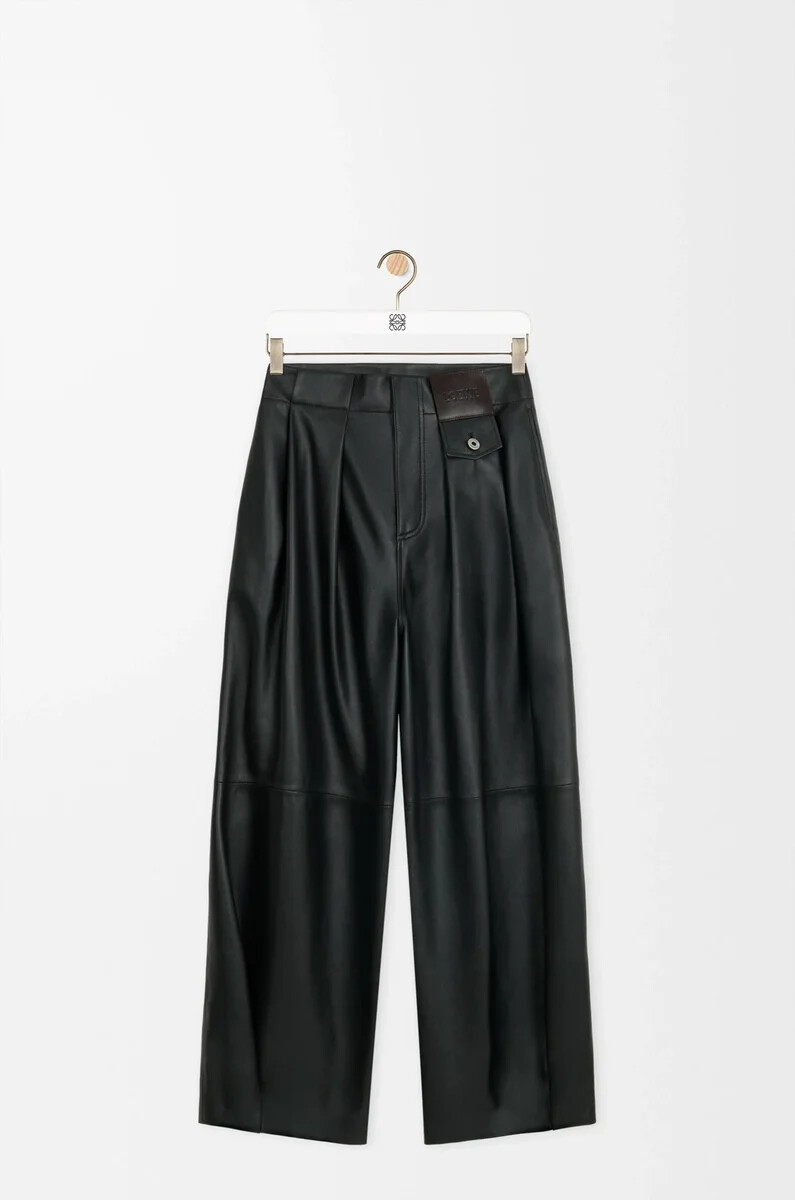 pantalones de piel de cordero napa negra
