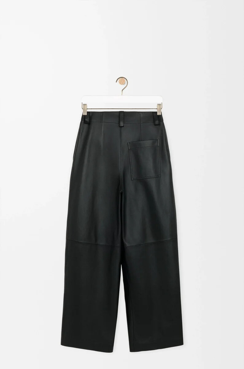 pantalones de piel de cordero napa negra