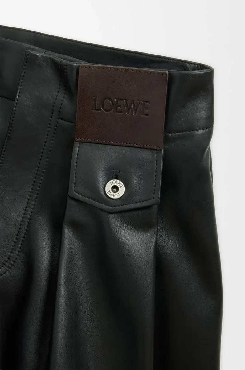 pantalones de piel de cordero napa negra
