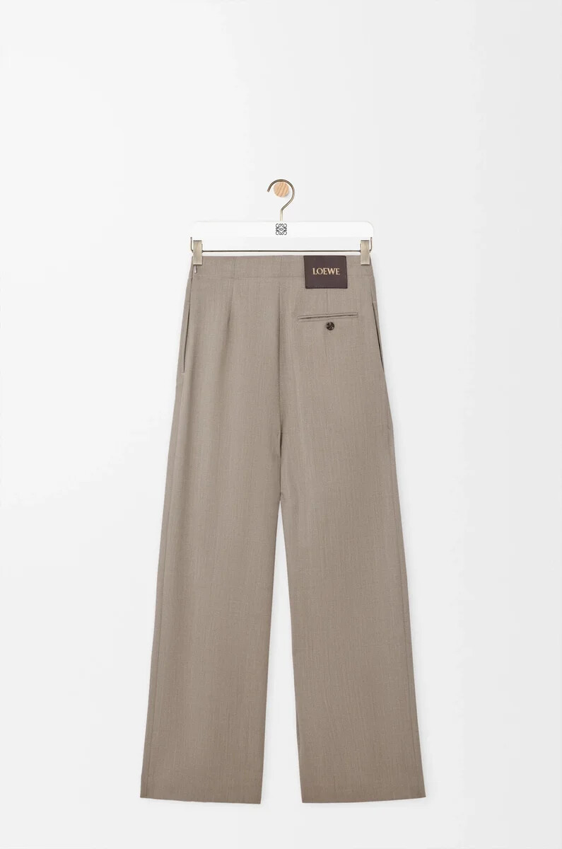 pantalón con cinturón de lana beige melange