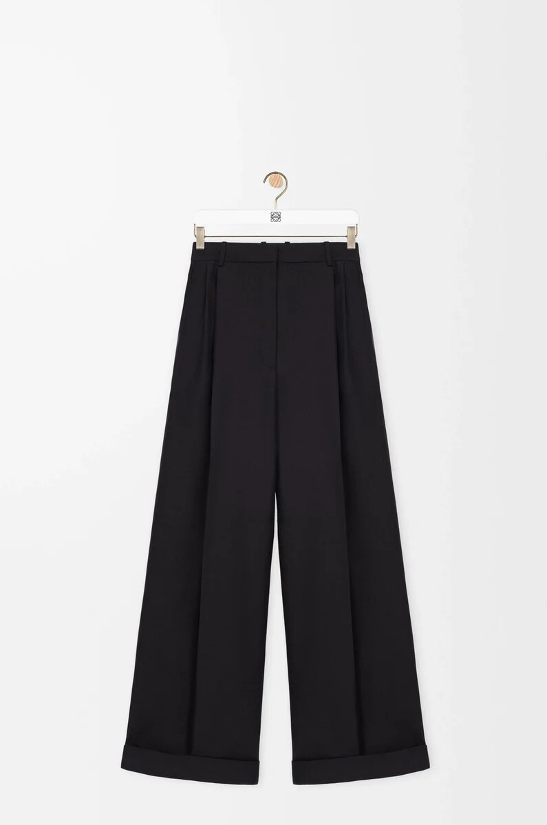 pantalones de lana y seda negro