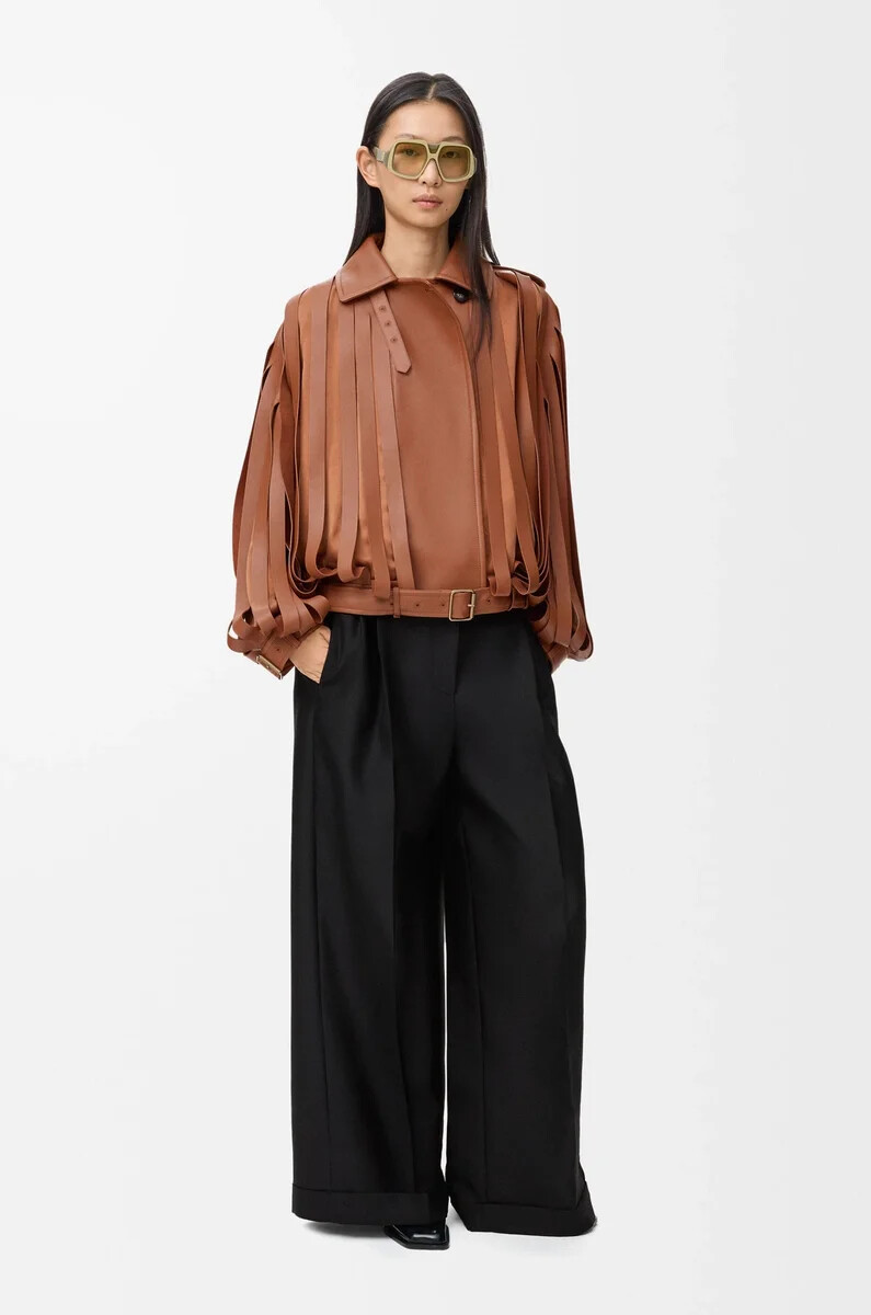 pantalones de lana y seda negro