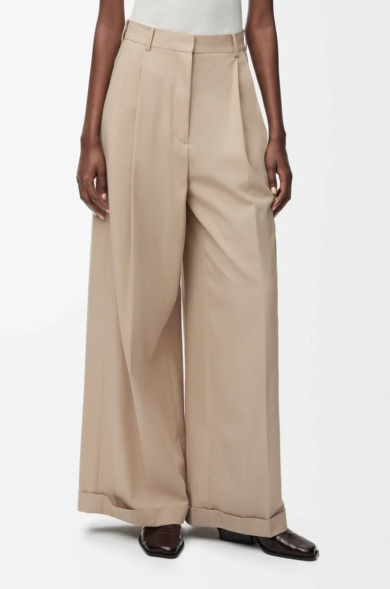 pantalones de algodón beige