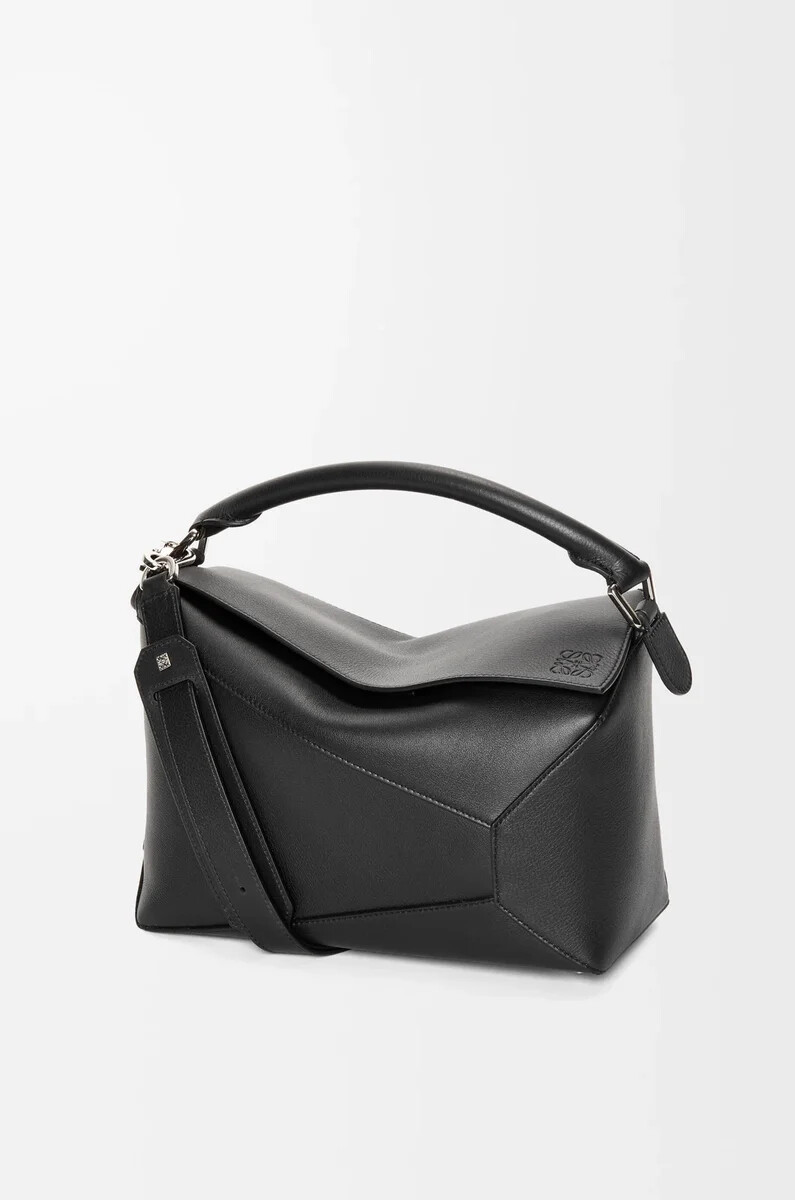 bolso mediano puzzle edge en piel de becerro clásica negra
