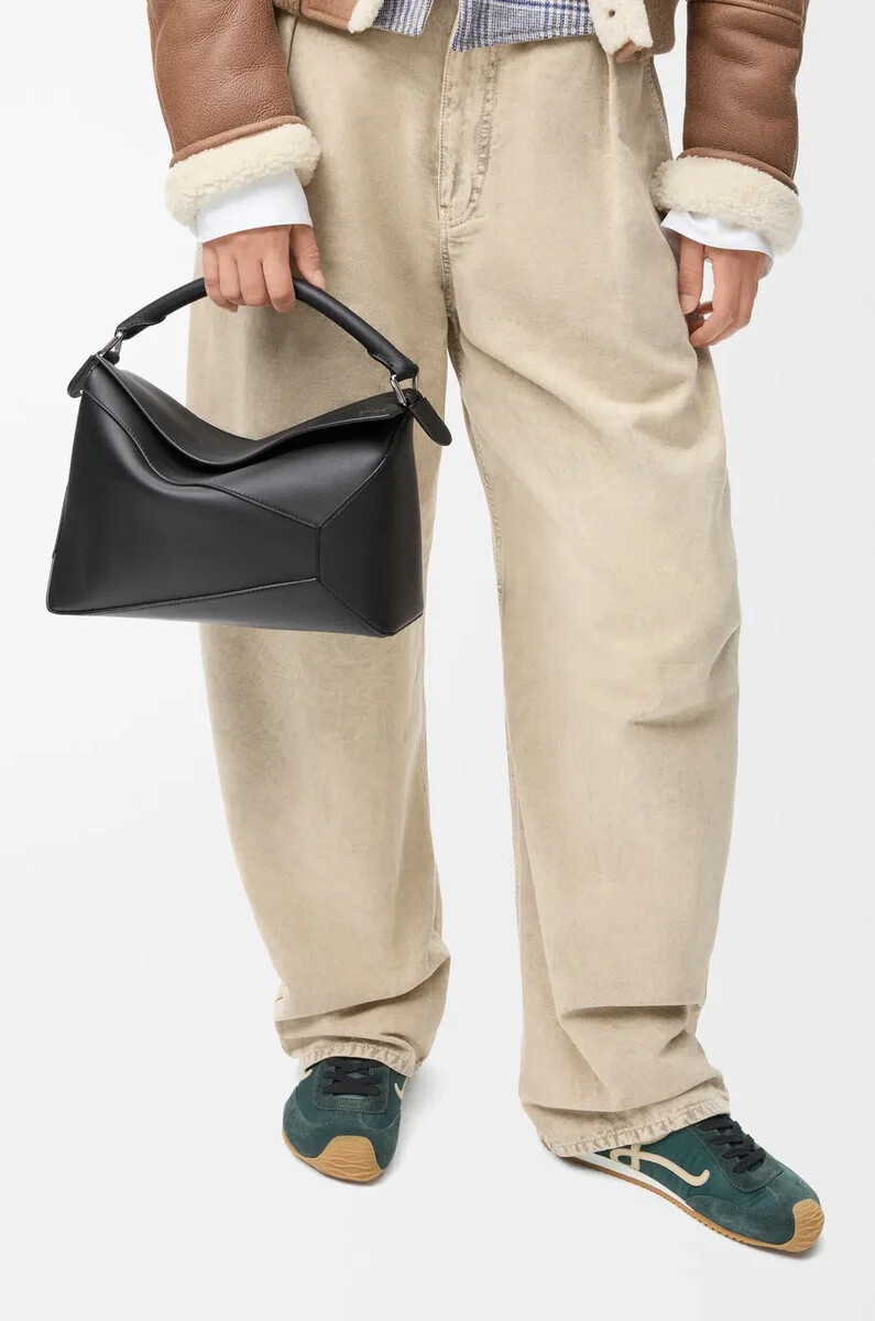 bolso mediano puzzle edge en piel de becerro clásica negra