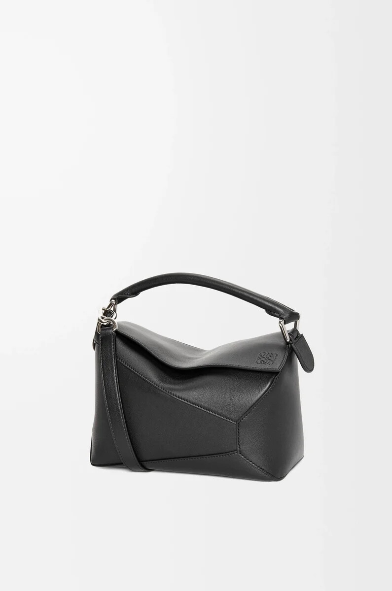 bolso pequeño puzzle edge en piel de becerro clásica negra
