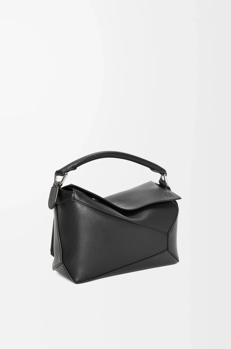 bolso pequeño puzzle edge en piel de becerro clásica negra