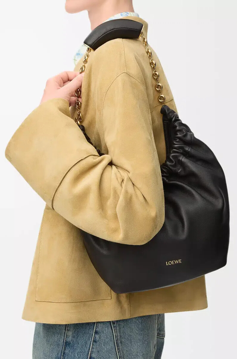 bolso pequeño de piel de cordero napa suave color negro