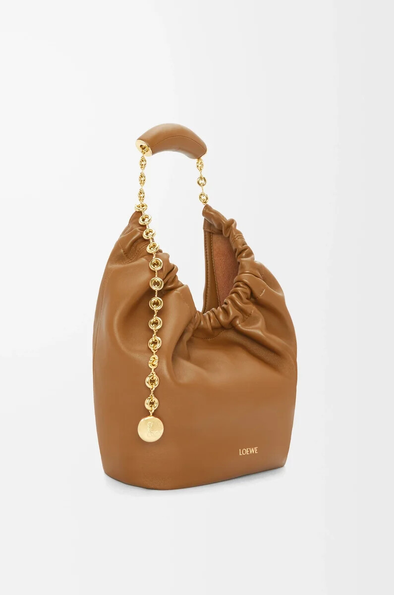 bolso pequeño de piel de cordero napa suave color roble