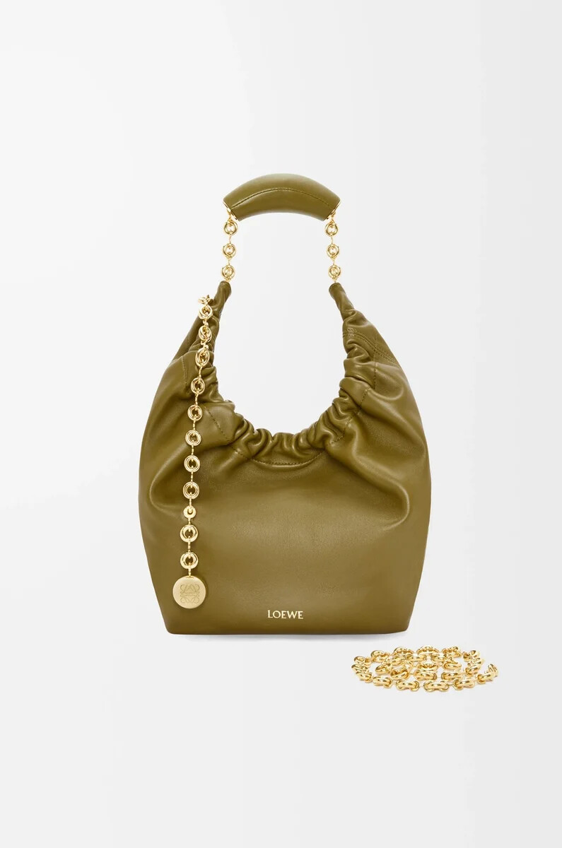 bolso pequeño de piel de cordero napa suave color oliva