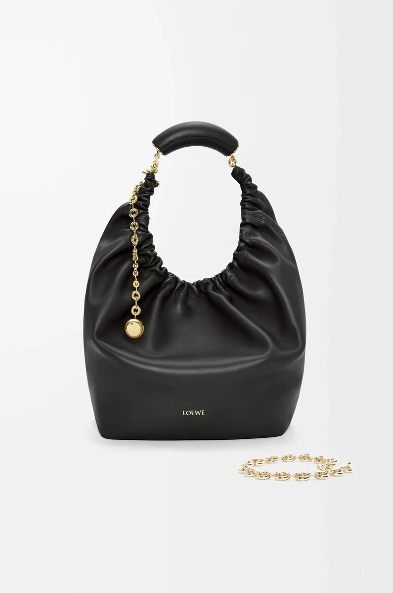 bolso mediano de piel de cordero napa suave color negro