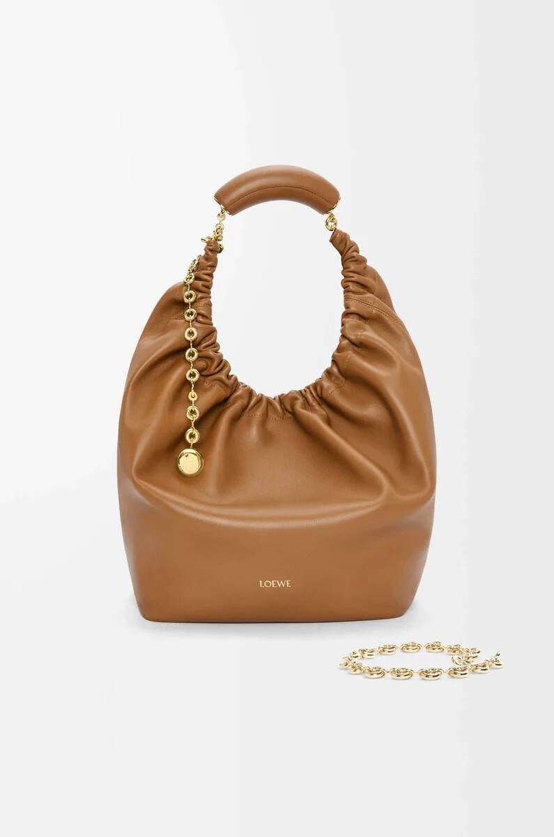 bolso mediano de piel de cordero napa suave color roble