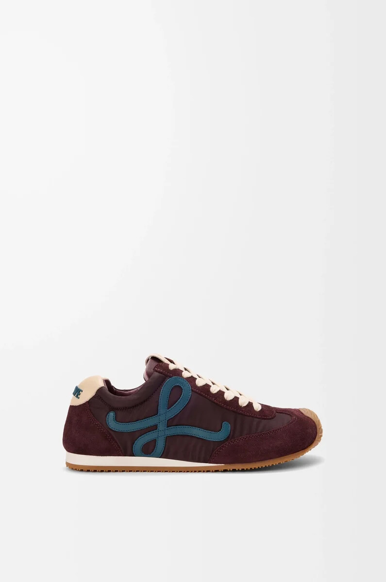 ballet runner 2.0 en nailon y piel de becerro color burdeosazul patomasa