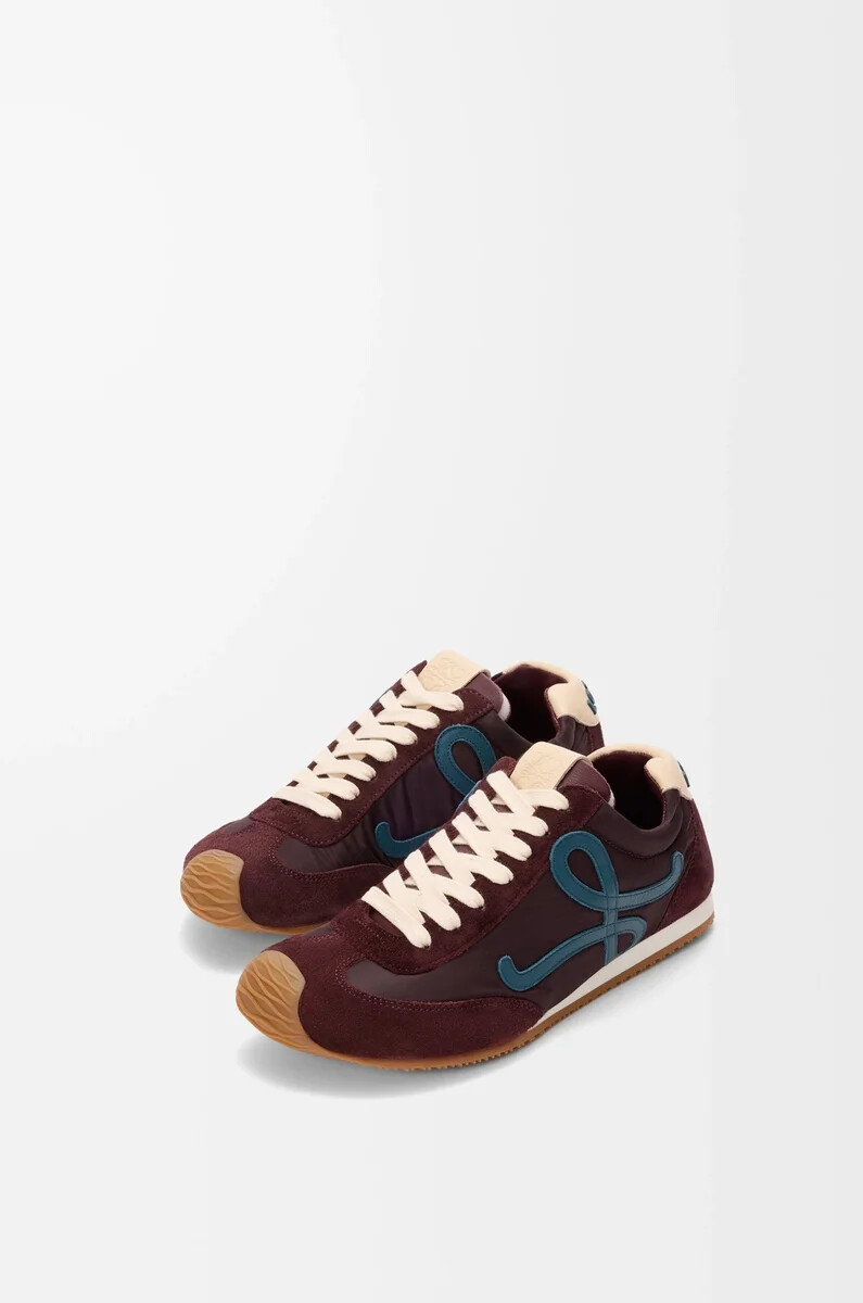 ballet runner 2.0 en nailon y piel de becerro color burdeosazul patomasa