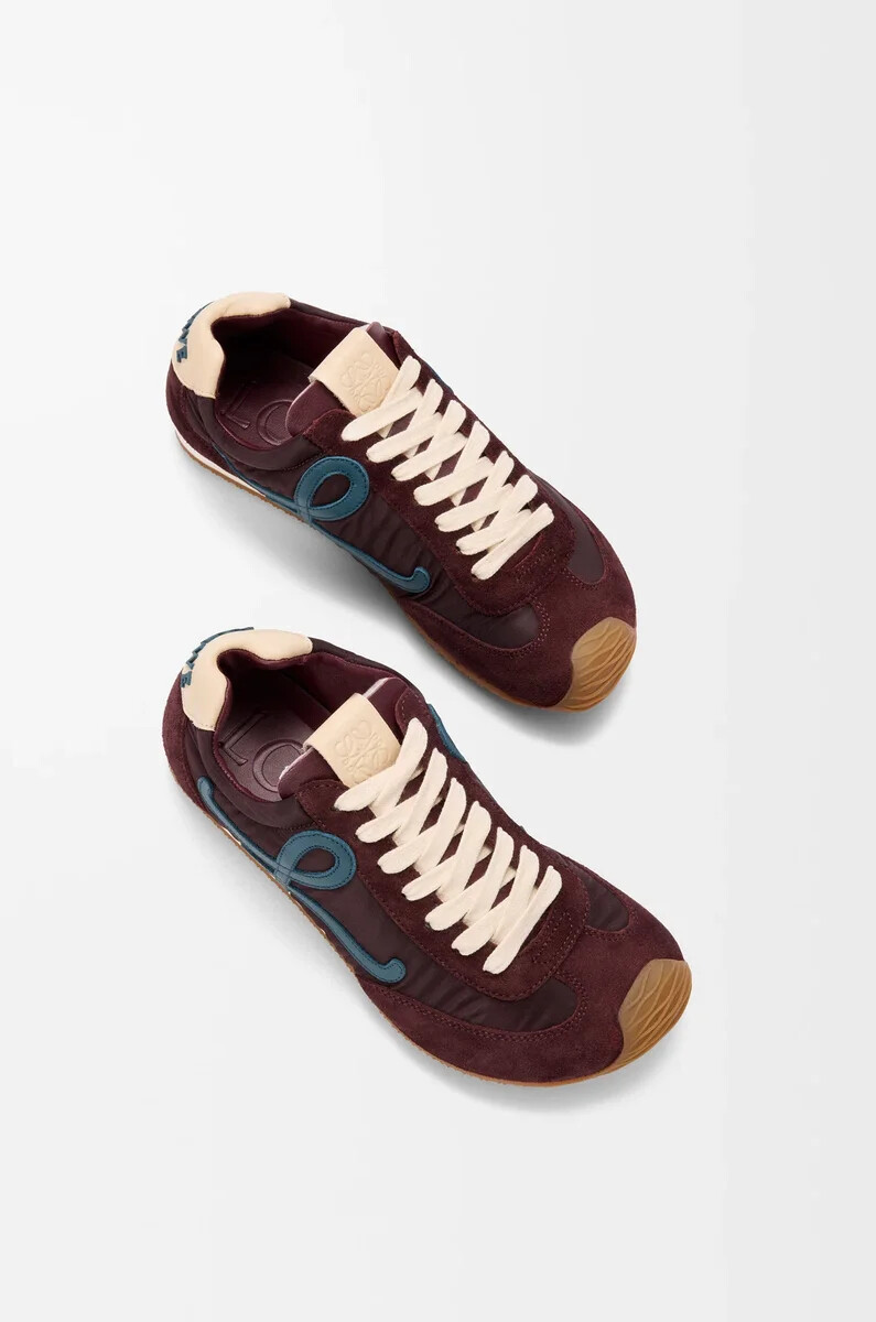 ballet runner 2.0 en nailon y piel de becerro color burdeosazul patomasa