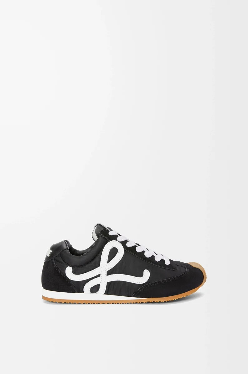 ballet runner 2.0 en nailon y piel de becerro negroblanco