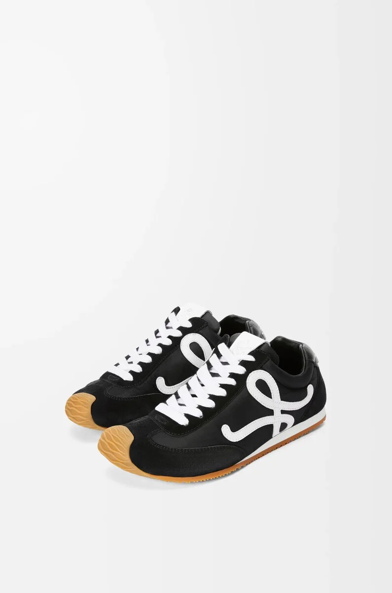 ballet runner 2.0 en nailon y piel de becerro negroblanco