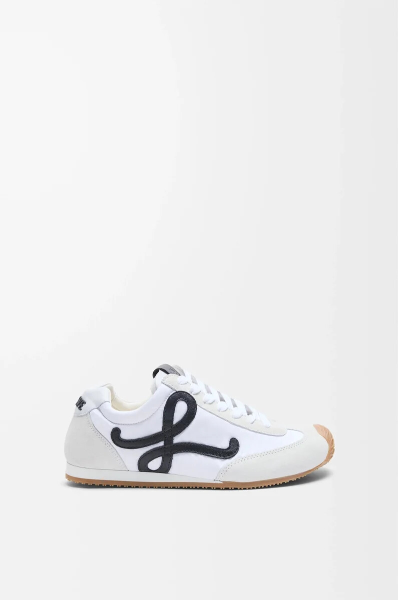 ballet runner 2.0 en nailon y piel de becerro blanconegro
