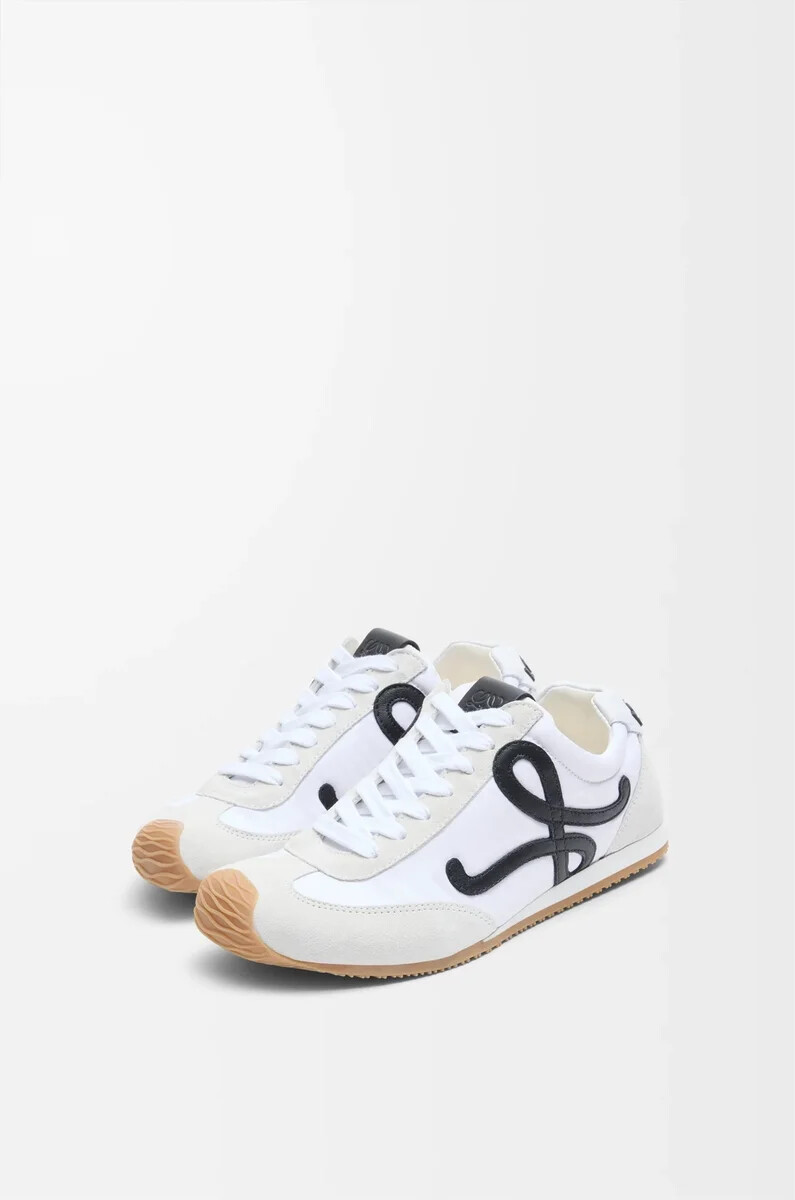 ballet runner 2.0 en nailon y piel de becerro blanconegro